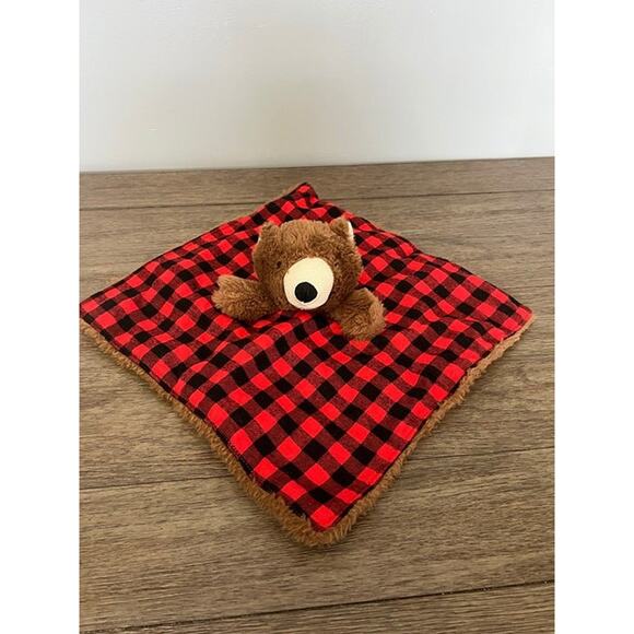 Buffalo Plaid Brown Bear Lovey with Sensory Crinkle - Picture 3 of 4